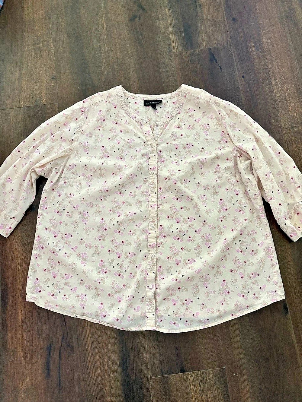Lane Bryant Floral Button Front Cotton Shirt Size 22/24